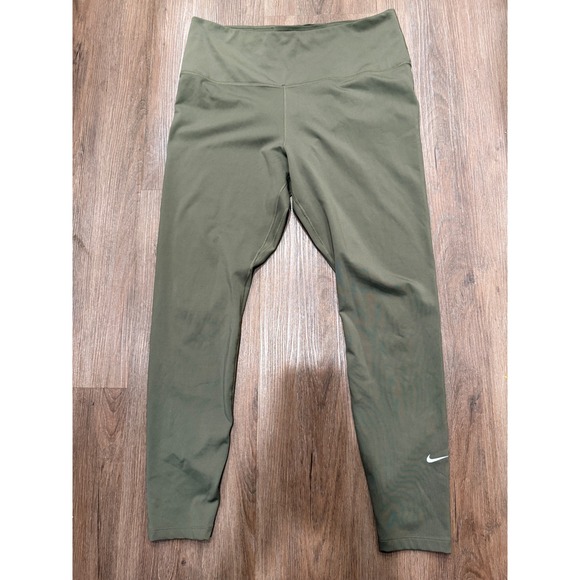 Nike Dri-FIT XL Olive Green High-Waisted Cropped Athletic Leggings Workout - Picture 1 of 8